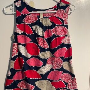 Banana Republic Red and Navy Umbrella Print Tank Top